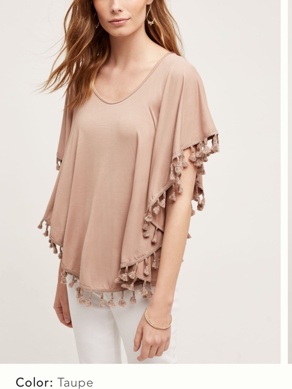 Anthropologie Eri + Ali Tasseled Dolman Top M NWOT